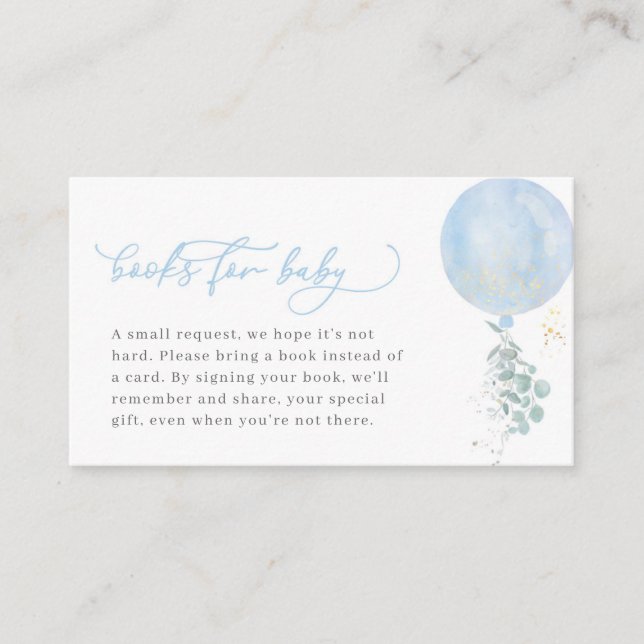 Carte De Placement Livres de Baby shower Blue Balloon pour Baby Card (Devant)