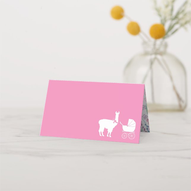 Carte De Placement Llama Baby shower mignonne fille rose (Devant)