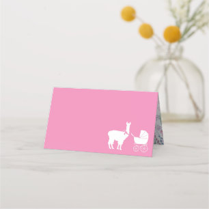 Carte De Placement Llama Baby shower mignonne fille rose