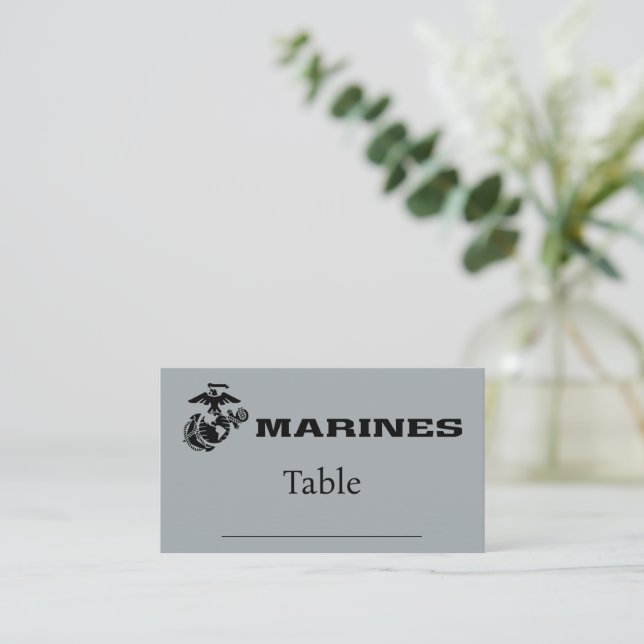 Carte De Placement Logo en noir empilé USMC (Debout devant)