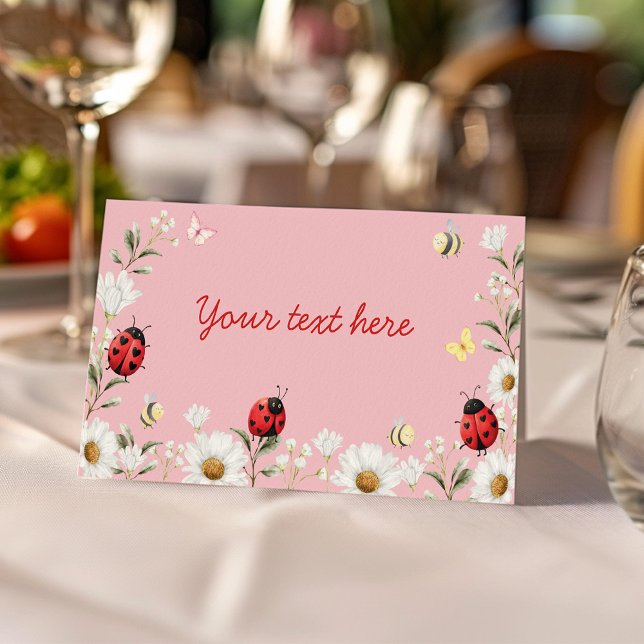 Carte De Placement Love Bug Daisy Floral Birthday Party Food Tent (Créateur téléchargé)