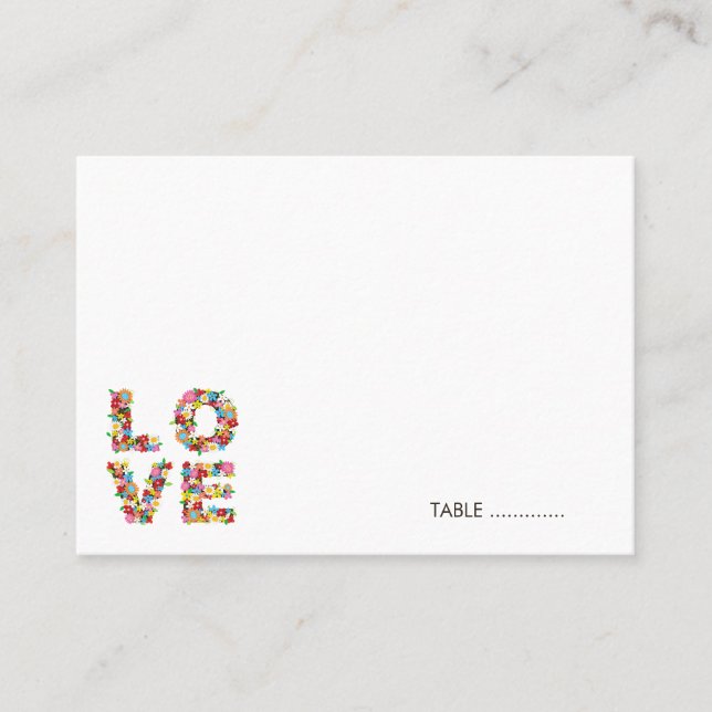Carte De Placement LOVE Fleurs de printemps Whimsical moderne mariage (Devant)