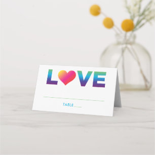 Carte De Placement Love Rainbow Colours Mariage de coeur