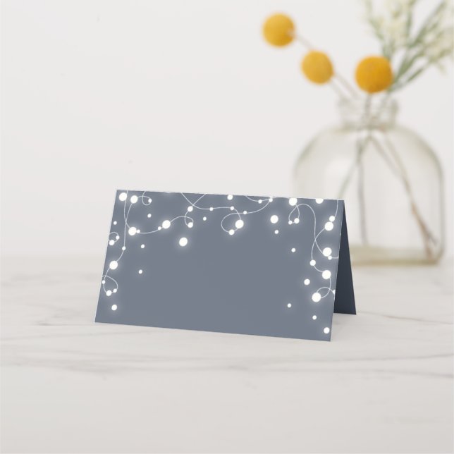 Carte De Placement Lumières scintillantes bleues-gris Noël plié (Devant)