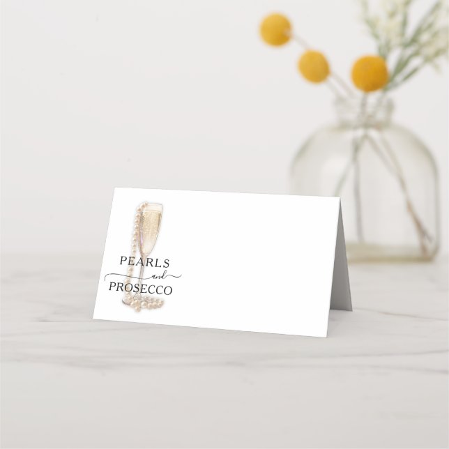 Carte De Placement Lunch de mariage Perles & Prosecco (Devant)