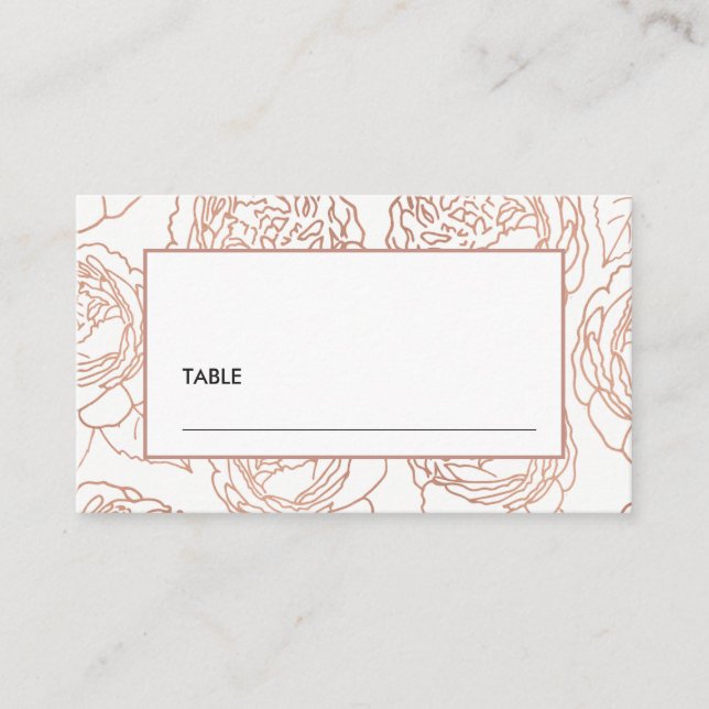CARTE DE PLACEMENT LUXE ÉLÉGANT ROSE PÂLE OR ROSE FLORAL MARIAGE (Devant)