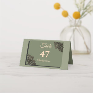 Carte De Placement Luxe Moderne Sage vert & or faux métallique