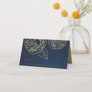 CARTE DE PLACEMENT LUXE NAVY GOLD KRAFT ELEGANT ROSE FLORAL MARIAGE