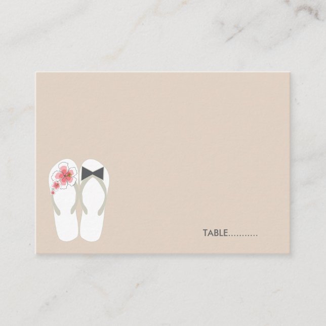 Carte De Placement M. Et Mme Pink Hibiscus Flip Flops Plage Mariage (Devant)