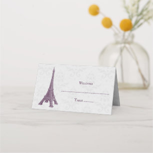 Carte De Placement Magenta Eiffel Tower Damask Réception Carte Place