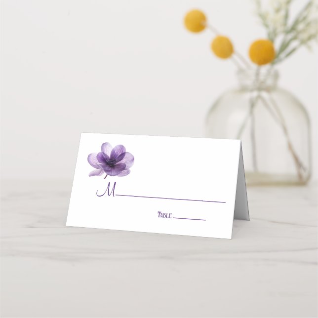 Carte De Placement Magnifique Mariage à fleurs violettes (Devant)