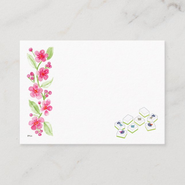 Carte De Placement Mahjong Watercolor Flower Blossoms Place Card (Devant)