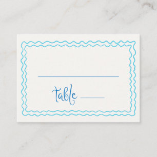 Carte De Placement Main Whimsical Tirée Bleu Squiggle Cadre