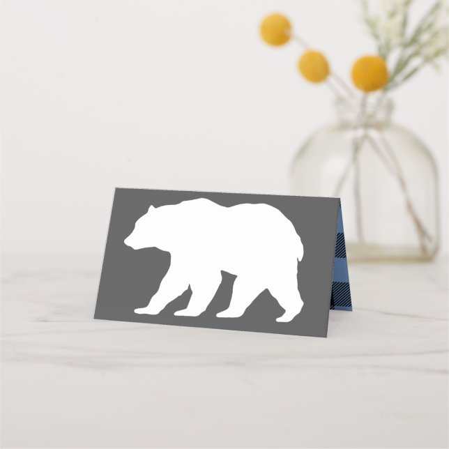 Carte De Placement Mama Bear Baby shower Woodland Lodge Boy Blue (Devant)