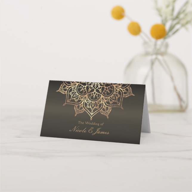 Carte De Placement Mandala dorée Marron Terreux Bronze Moderne Chaise (Devant)