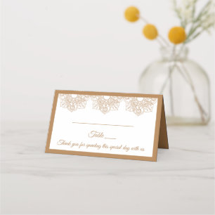 Carte De Placement Mandala Merci Brown Boho Indian Modern Mariage