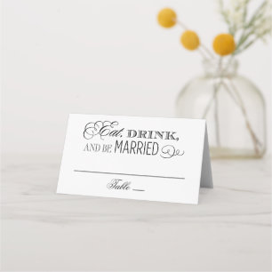 Carte De Placement Manger, boire et être marié, mariage noir