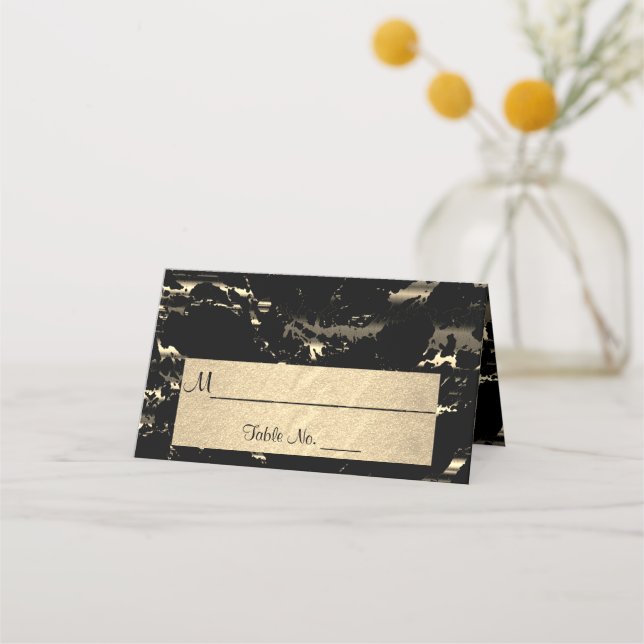 Carte De Placement Marbre noir et or (Devant)
