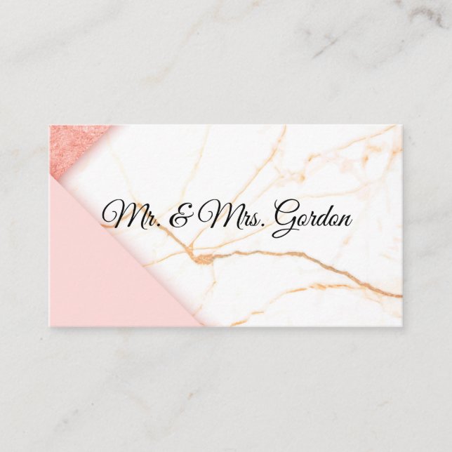 Carte De Placement Marbre rose et or moderne (Devant)