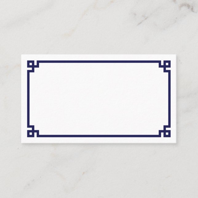 Carte De Placement Mariage à bordure grecque bleu marine (Devant)