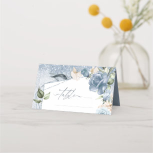 Carte De Placement Mariage à étincelles florales Dusty Blue ID889