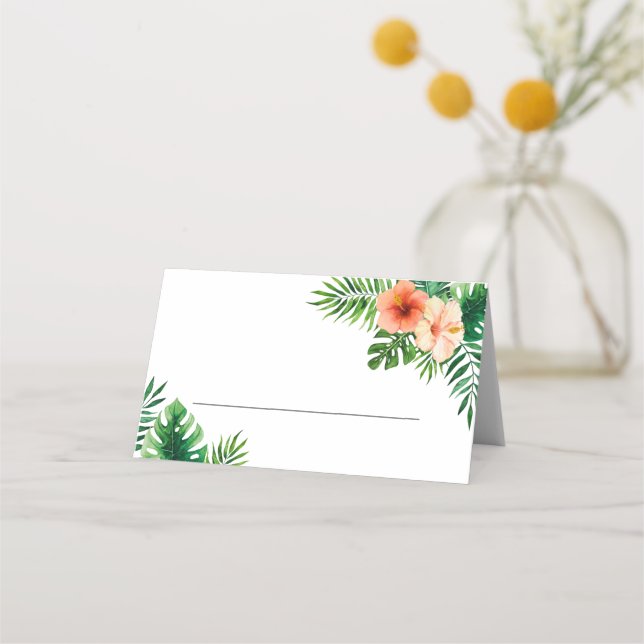 Carte De Placement Mariage à fleurs vert et blanc Tropica (Devant)