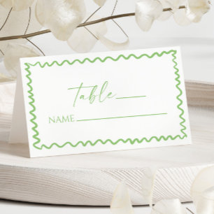 Carte De Placement Mariage à la frontière ondulée verte Citrus Capric
