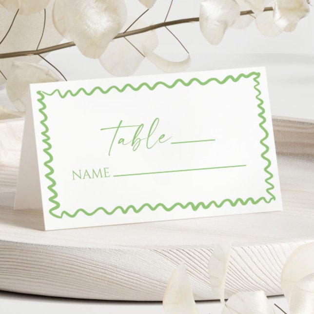 Carte De Placement Mariage à la frontière ondulée verte Citrus Capric (Créateur téléchargé)