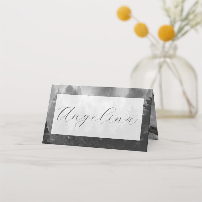 Carte De Placement Mariage à la Montagne Brumeuse (Devant)