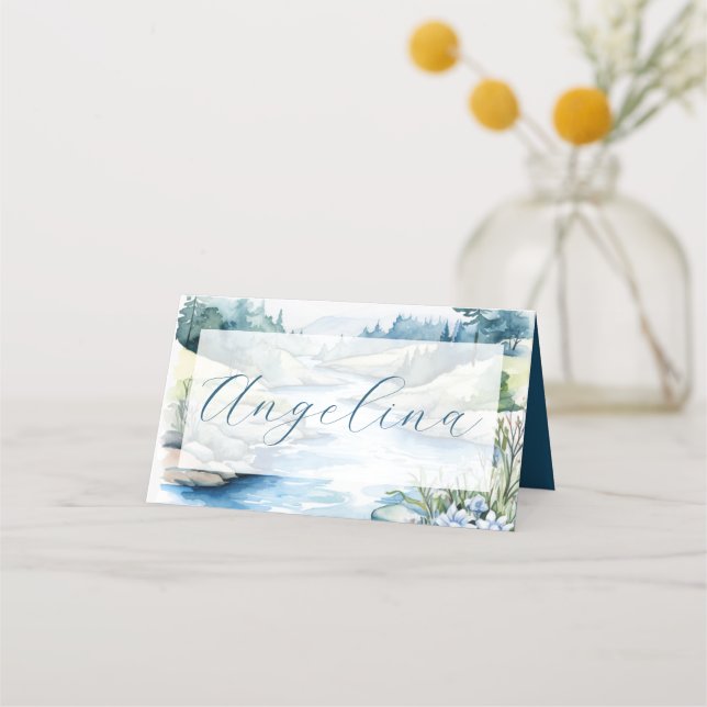 Carte De Placement Mariage à la Montagne Brumeuse (Devant)