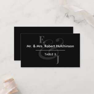 Carte De Placement Mariage à l'ampersand inversé noir   Placement à t