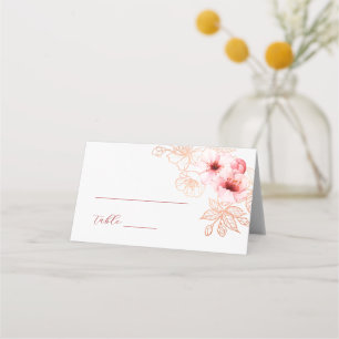 Carte De Placement Mariage à l'aquarelle Cerisier Fleur Rose Blanc