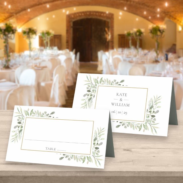 Carte De Placement Mariage à l'aquarelle de verdure Eucalyptus (Créateur téléchargé)