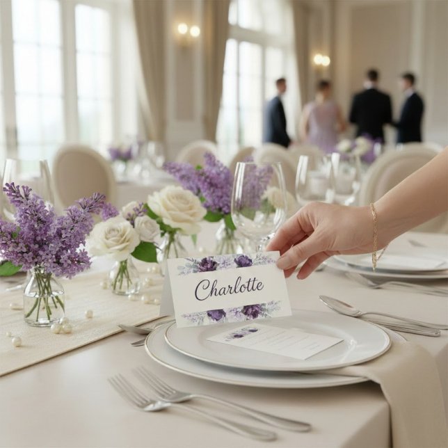 Carte De Placement Mariage à l'aquarelle lavande et prune  (Créateur téléchargé)