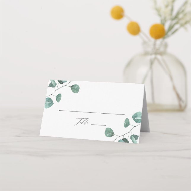 Carte De Placement Mariage à l'aquarelle moderne Eucalyptus Verdure (Devant)
