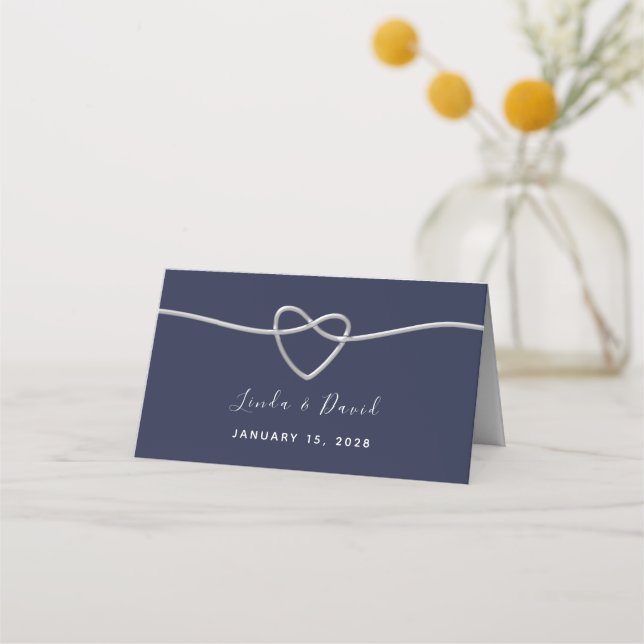 Carte De Placement Mariage à l'écriture bleue marine (Dos)