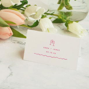 Carte De Placement Mariage à main rose blanc