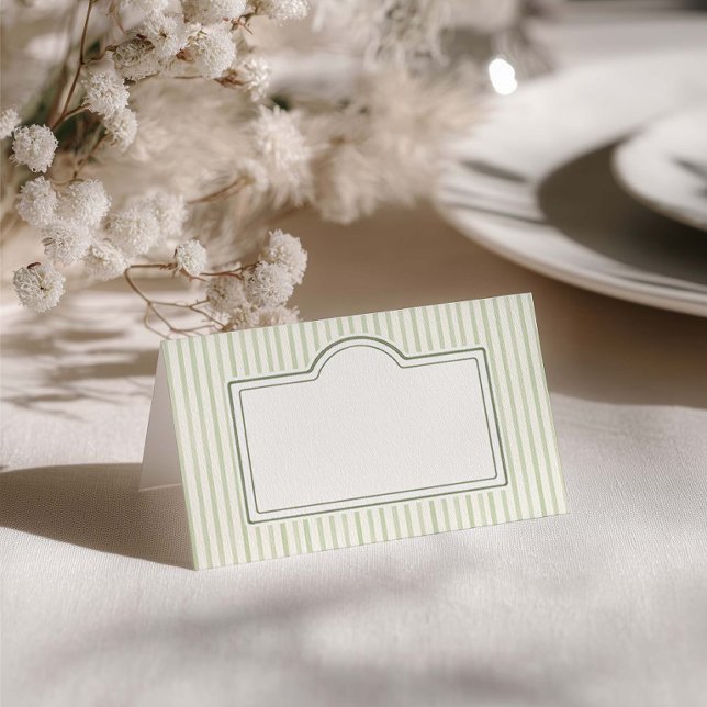 Carte De Placement Mariage à rayures vertes  (Créateur téléchargé)