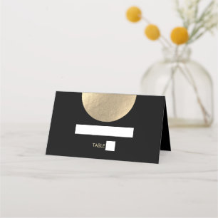 Carte De Placement Mariage Abstrait moderne Noir & Or contemporain