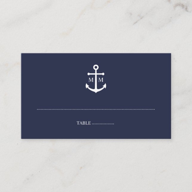 Carte De Placement Mariage Ancre bleu marine (Devant)