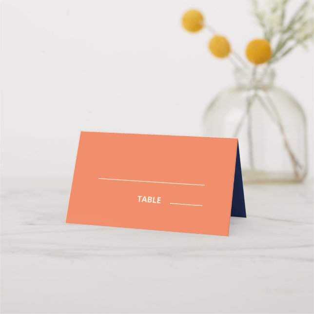 Carte De Placement Mariage Apricot Orange Navy (Devant)