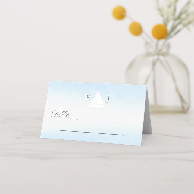Carte De Placement Mariage Aquarelle Eau Rejoint Ciel (Devant)