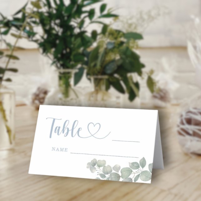 Carte De Placement Mariage aquarelle Eucalyptus Bleu Poussiéreux (Créateur téléchargé)