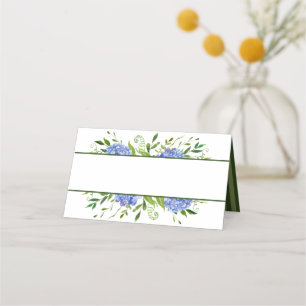 Carte De Placement Mariage Aquarelle Florale aux Hortensias Bleus