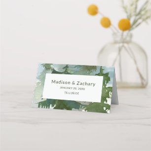 Carte De Placement Mariage aquarelle forêt de montagne rustique