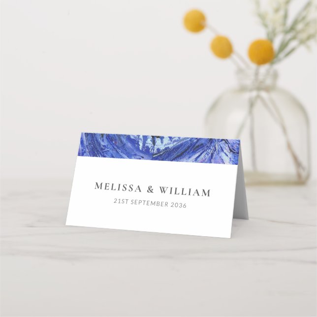 Carte De Placement Mariage Art Bleu Blanc (Dos)