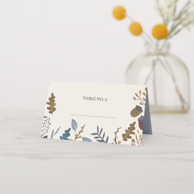 Carte De Placement Mariage automnal rustique aux feuilles tombantes (Devant)