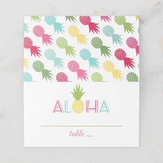 Carte De Placement Mariage aux Ananas Tropical Aloha (Extérieur déplié)