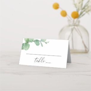 Carte De Placement Mariage aux feuilles d'eucalyptus Élégant jardin