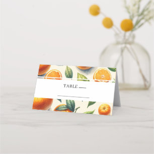Carte De Placement Mariage aux feuilles d'orange et à l'aquarelle